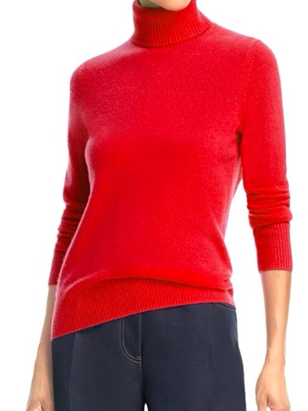 Aqua Red Cashmere Blend Turtleneck Sweater